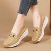 Women's Leather Wedge Loafers Non-slip Soft Sole Casual Shoes Lightweight Platform Footwear for Daily Wear