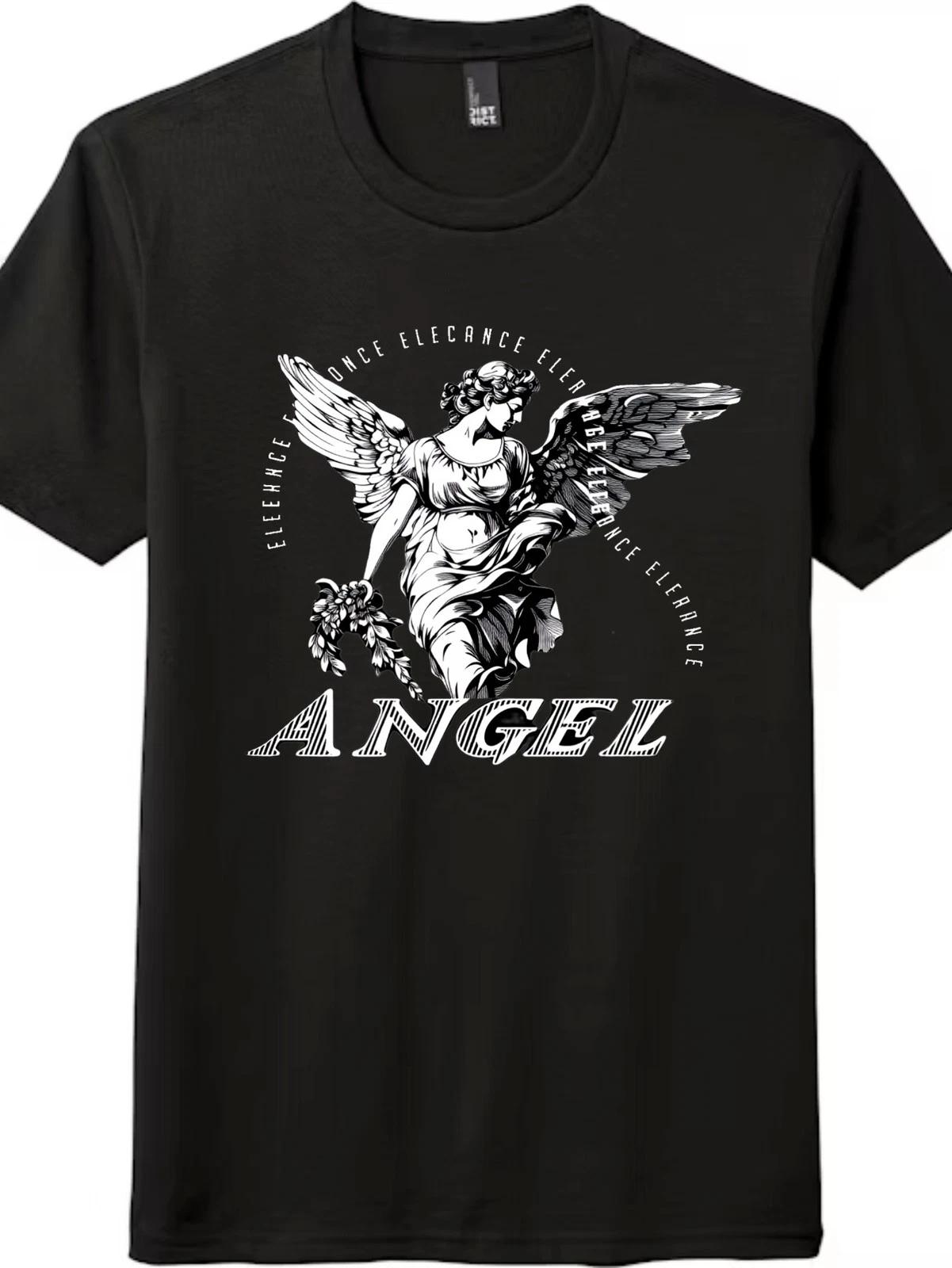 Vintage Angel Statue Graphic Unisex Casual Streetwear T-Shirt L