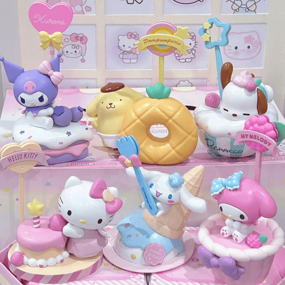 Sanrio Dessert Memo Series: Kuromi, My Melody, Cinnamoroll Desktop Figurines.