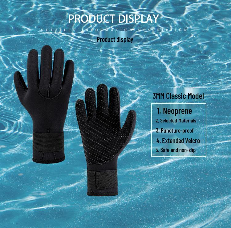 Men's Winter Diving Gloves, 3/5MM - Non-Slip, Scratch-Resistant, Warm Snorkeling, Fishing, and Swimming Gloves