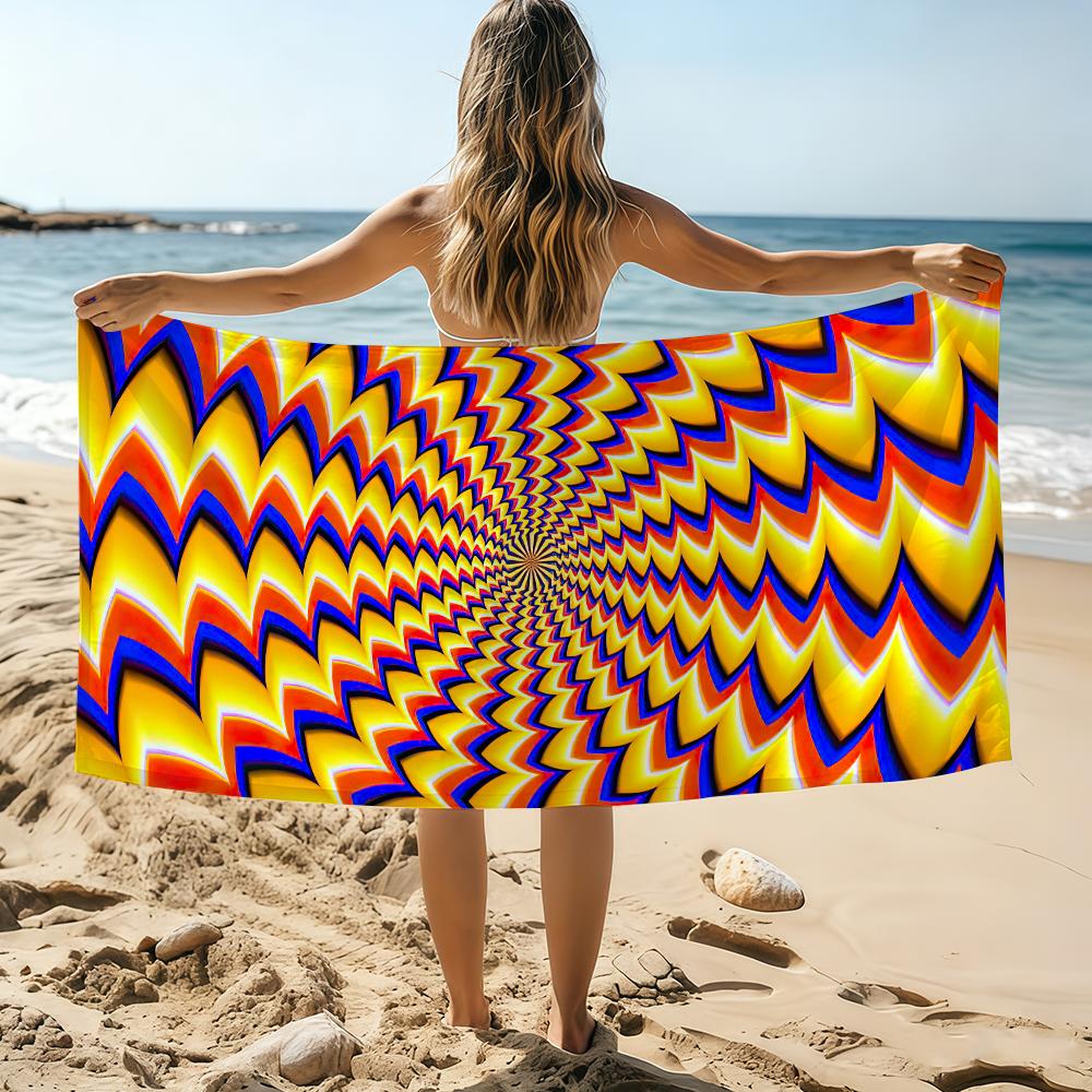 3D O-Optical Illusion Towel Beach Towel Oversized Quick Dry Towel Absorbent Soft Swim Beachtowels For Men Women