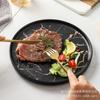 Japanese Creative Ceramic Western Food Plate with Marble Pattern and Edge Steak Plate, Hotel Tableware Setting Plate