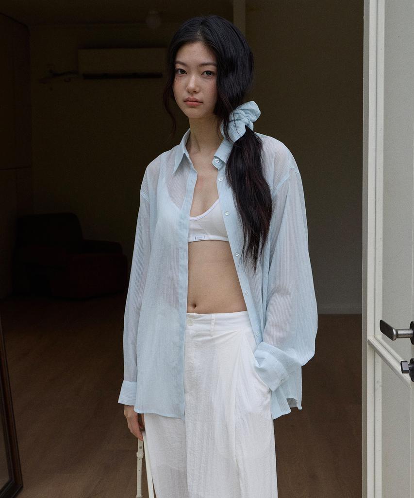 MOOD INSIDE WOMAN (Woman) [Scrunchie Set] Tencel St Sheer Shirt_Pink