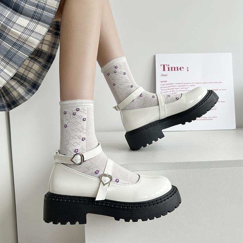 Platform Lolita Shoes Women 'S Autumn  Trends Black Pu Leather Cute Metal Buckle Mary Jane Loafers Girl School Uniform Shoes