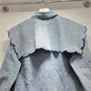 2026 Retro Korean Denim Jacket with Detachable Blue Embroidered Doll Collar Shawl