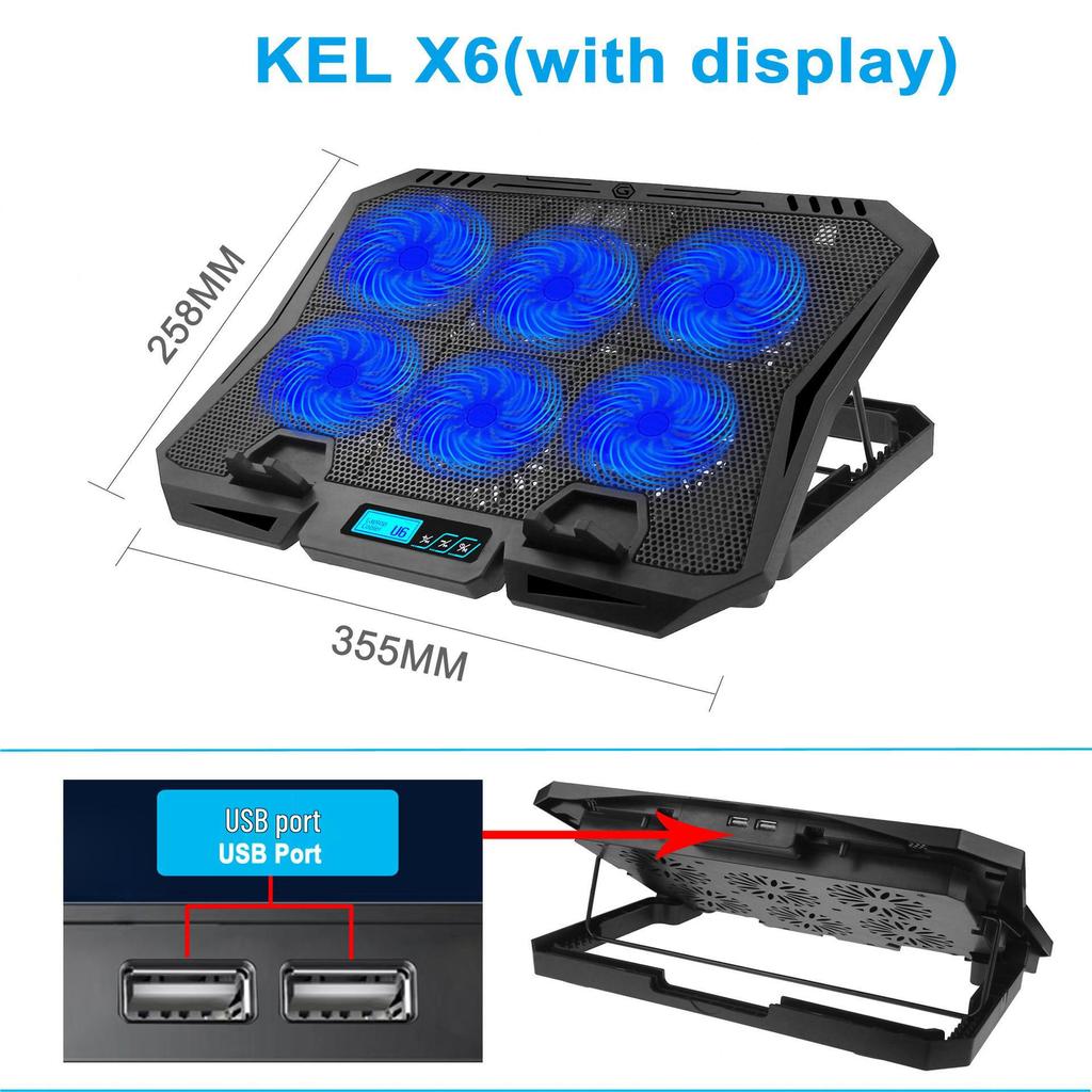 X6A Laptop Radiator: 7-Speed Height-Adjustable Cooling Fan Stand with Display Base
