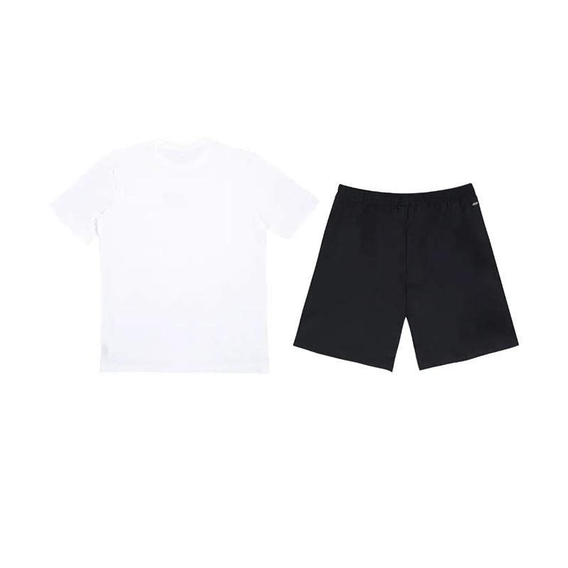 Li-Ning Gradient Letter Logo Print Fashion Design Versatile Round Neck Pullover Short Sleeve T-Shirt Casual Sports Set Unisex Tops YHST171-1+YKSV147-2