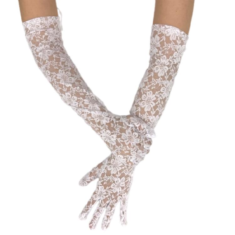 2 paires de Gants Longs en Dentelle Transparente pour Mariage Femmes Mitaines Courtes Fantaisie en Tulle pour Spectacles sur Scène