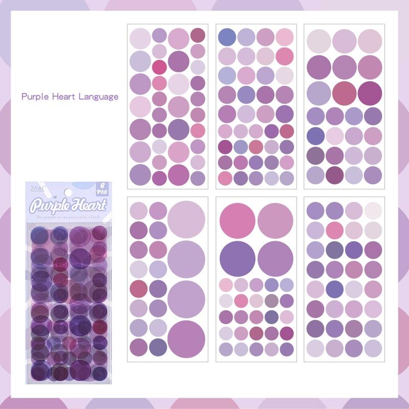 Multi Color Dot Stickers 6pcs/pack, Removable Self-Adhesive Round Tags PET Stickers Waterproof, Decoration Stickers