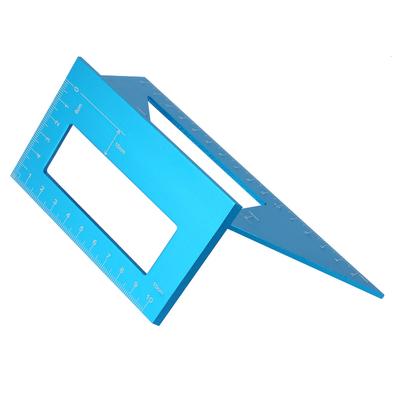 4590 Degree Multifunctional Aluminum Alloy Angle Ruler Marking Gauge Woodworking Tool (Blue)