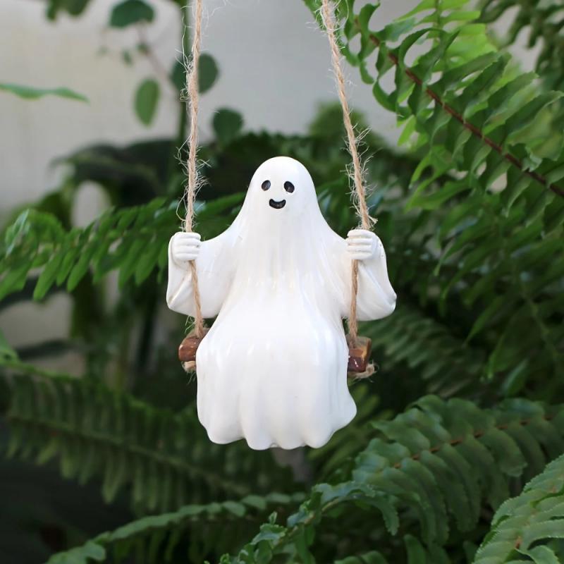 Halloween Swing Ghost Pendant Suitable for Halloween Gardens and Home Outdoor Trees Weird Hanging Decoration