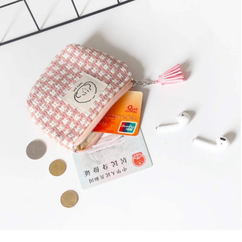 Mini přenosná kostkovaná taška na mince, peněženka, kabelka, sluchátka, rtěnka, úložné tašky na datovou linku, držák na průkaz totožnosti, bankovní karty, spojka