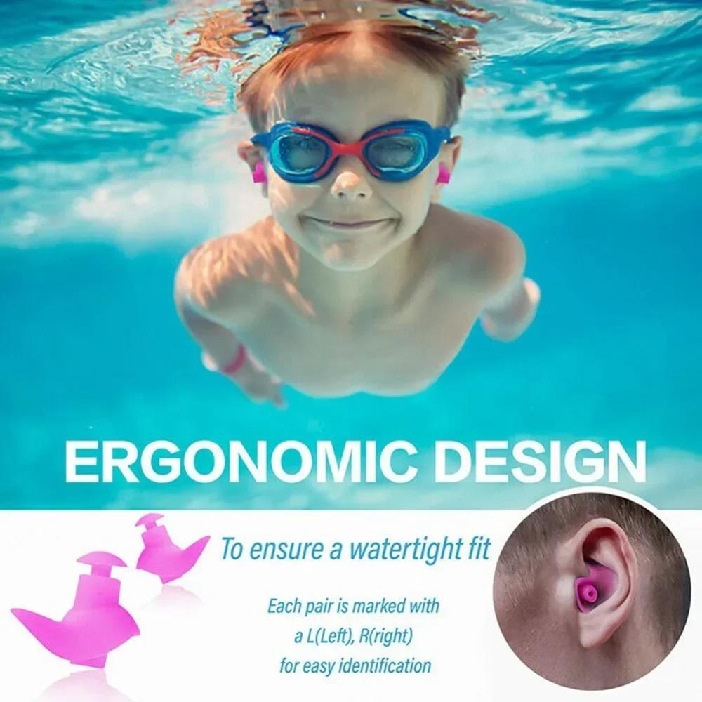 1Pair Professional Swimming Earplugs - Noise Reduction & Waterproof Soft Silicone for Adult/Child, 2025 New Reusable Pool Gear
