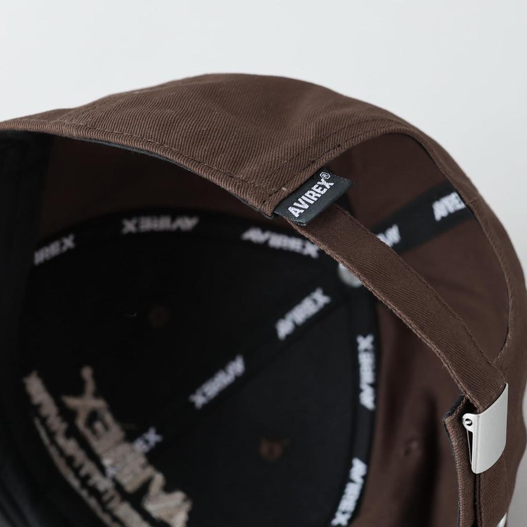 Avirex NUMBERING Military Baseball Cotton Cap 6-Panel Cap, Men's Low-Profile (JP, Alphabet, XL, Brown)
