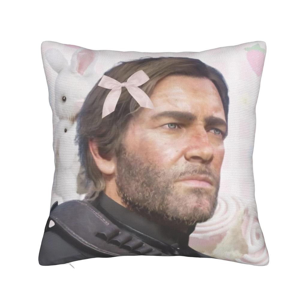 Gaming RDR2 Arthur Morgan Square Pillow Cases US West Cowboy Cushion Covers Awesome Zipper Decorative Pillowcover for Home 18"