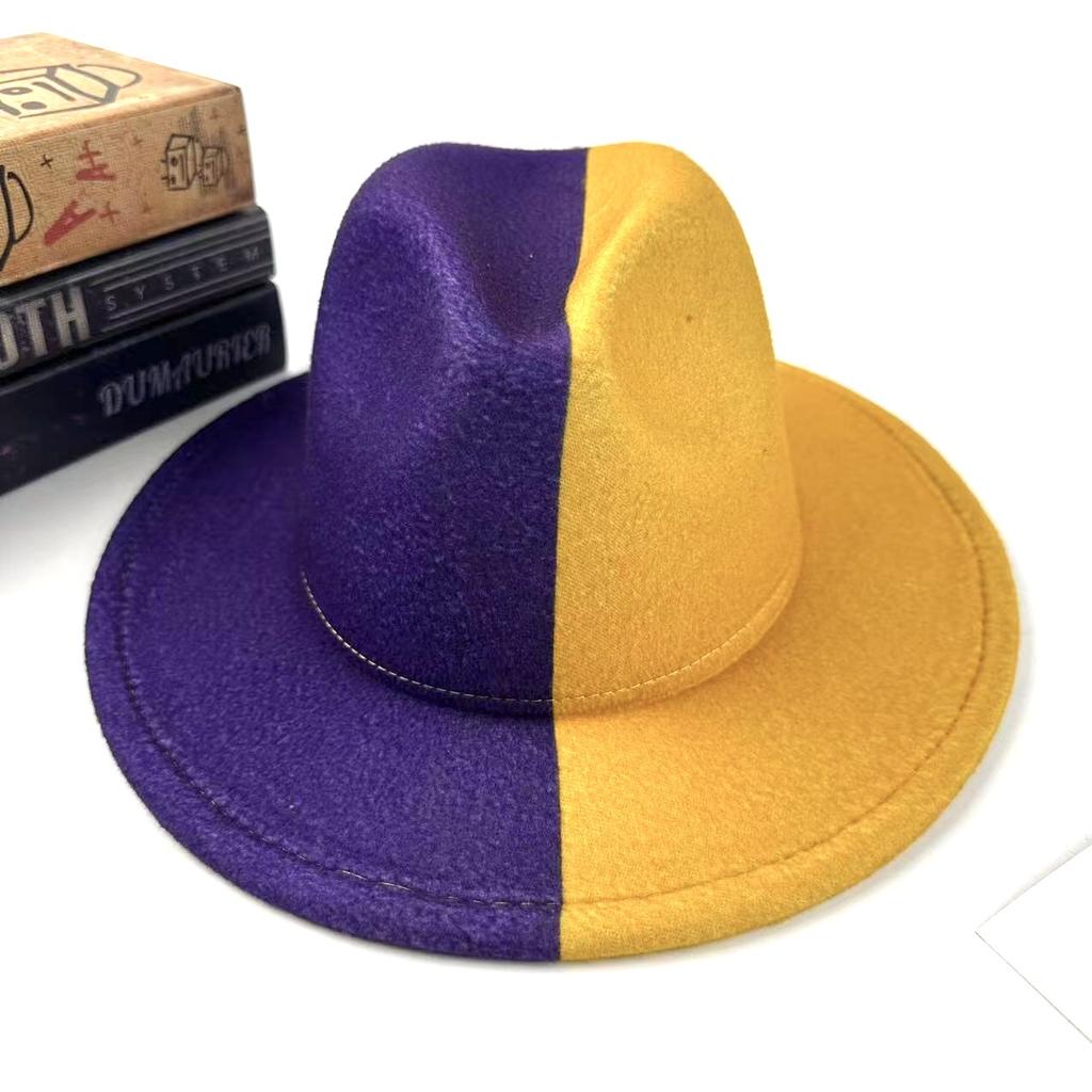 Neuer Hut Weihnachten Zweifarbige Farbabstimmung Yin und Yang Zylinder Farbabstimmung Jazzhut Europäischer und Amerikanischer Stil Filzhut