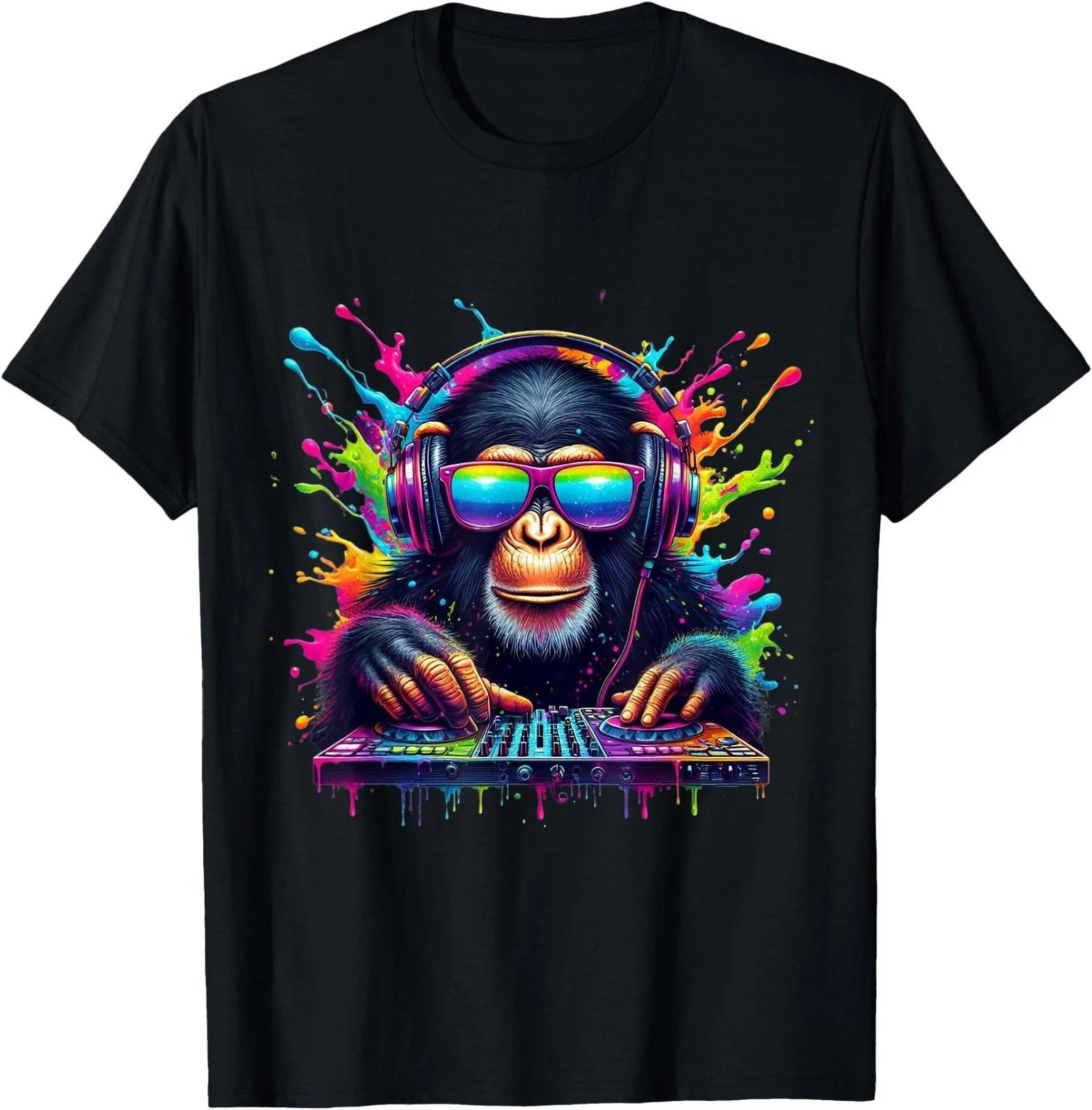 Neon DJ Monkey Rave EDM Festival Party Monkey T-Shirt XL