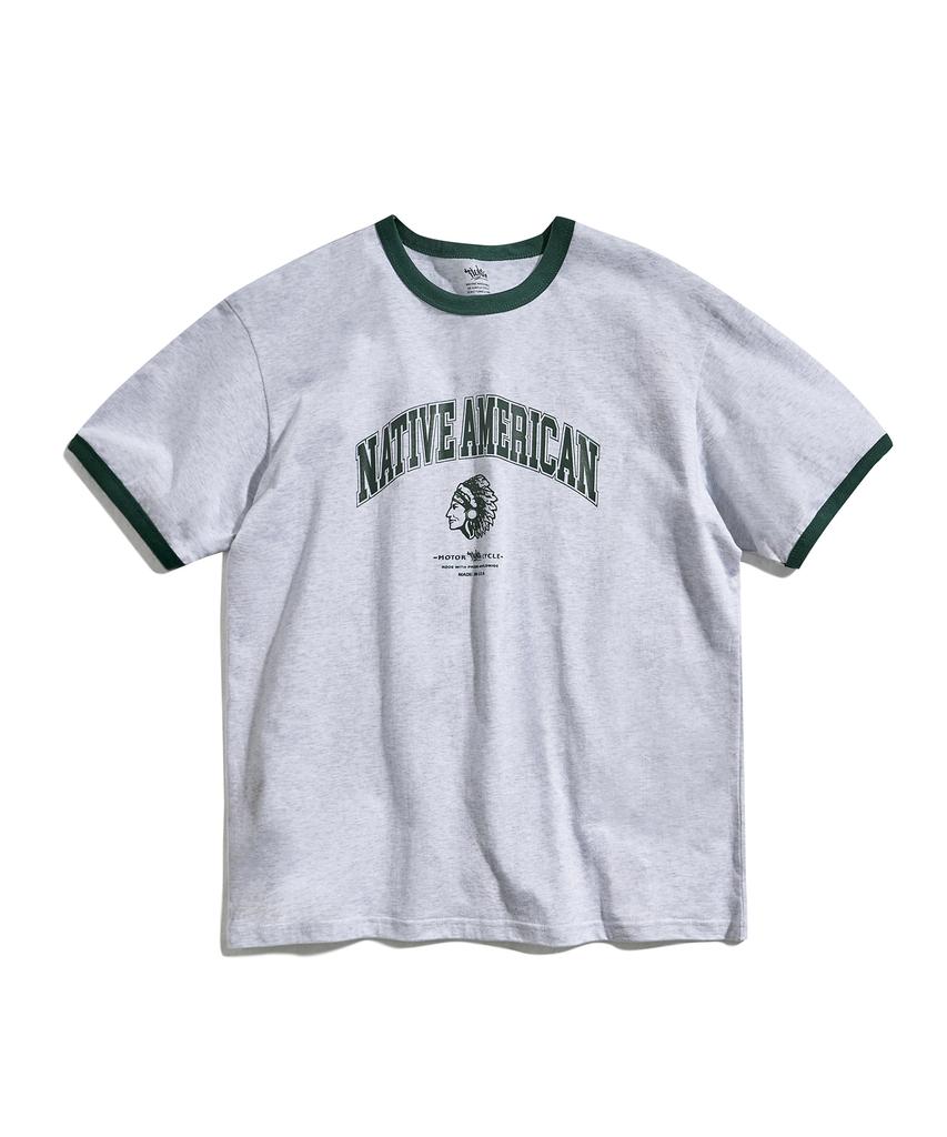 Peullukeu American Vintage Ringer T-Shirt Ash Grey Fst357