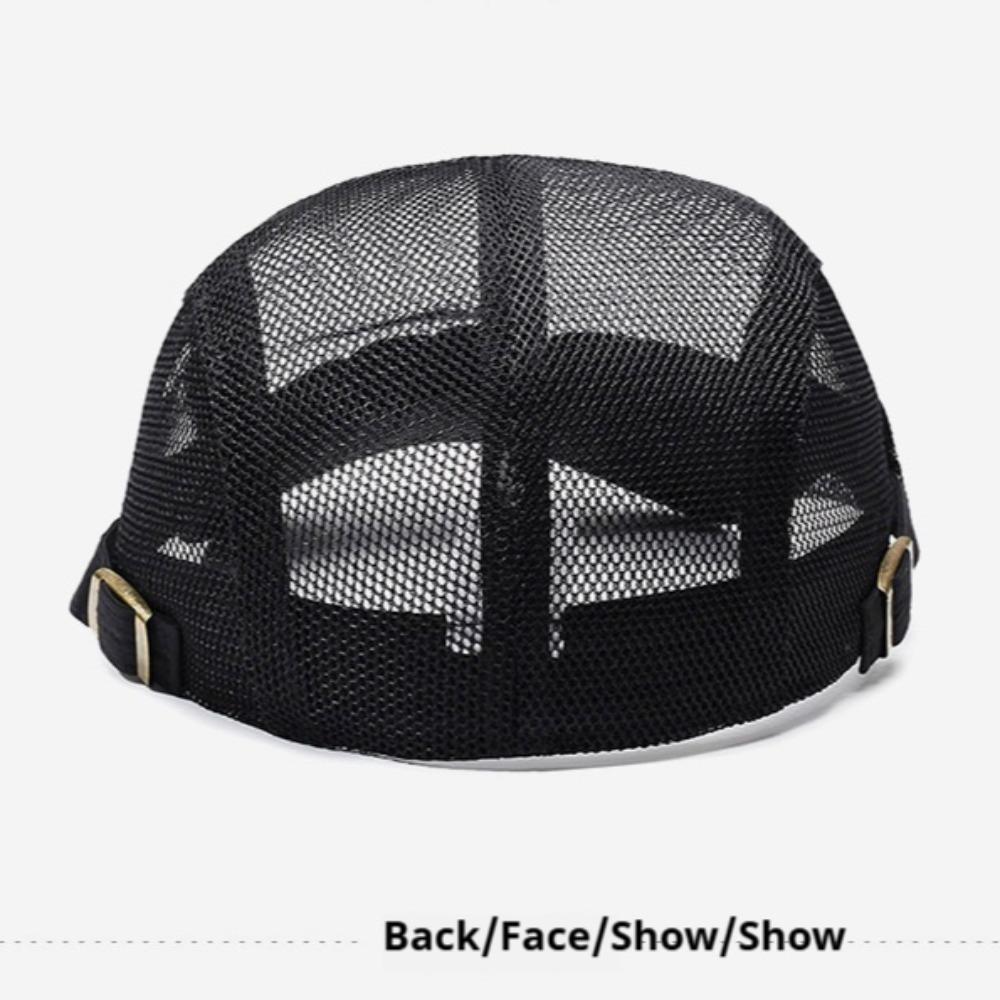 Summer Hollow Mesh Beret Breathable Sun Hat British Vintage Style Unisex Lightweight Casual Outdoor Daily Wear