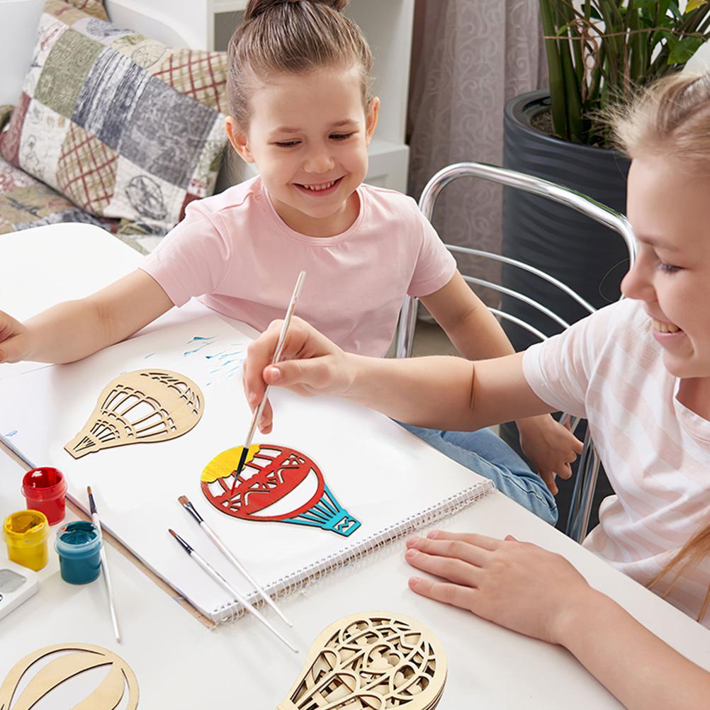 18 Pcs Hot Air Balloon Wood Chips Blank Wooden Cutout Tags Toy Carving DIY Crafts Supply Home Decorations Painting Materials