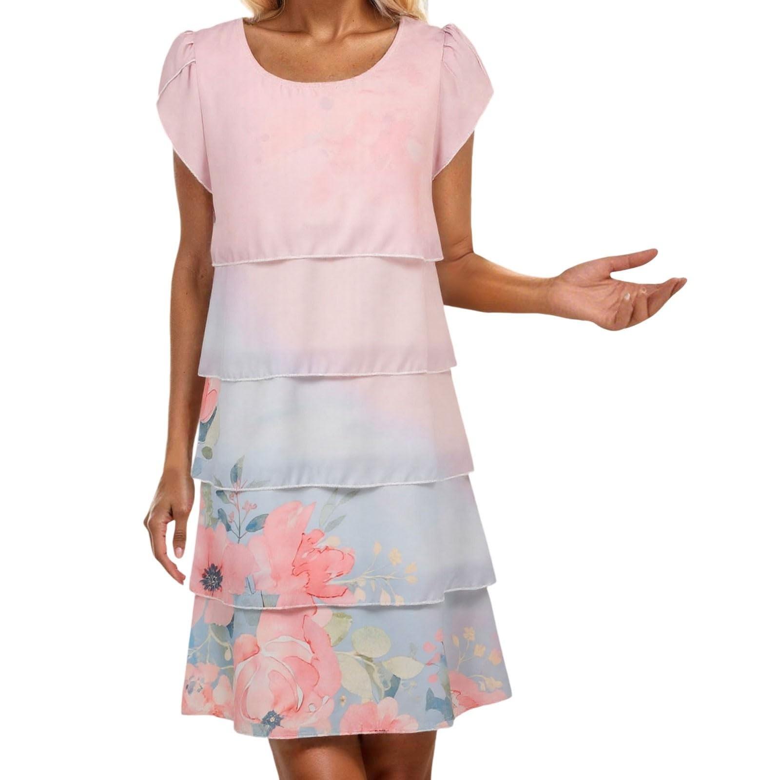 

Платье в стиле бохо с короткими рукавами для женщин, повседневное, свободного кроя, летнее, сарафанное, с принтом S