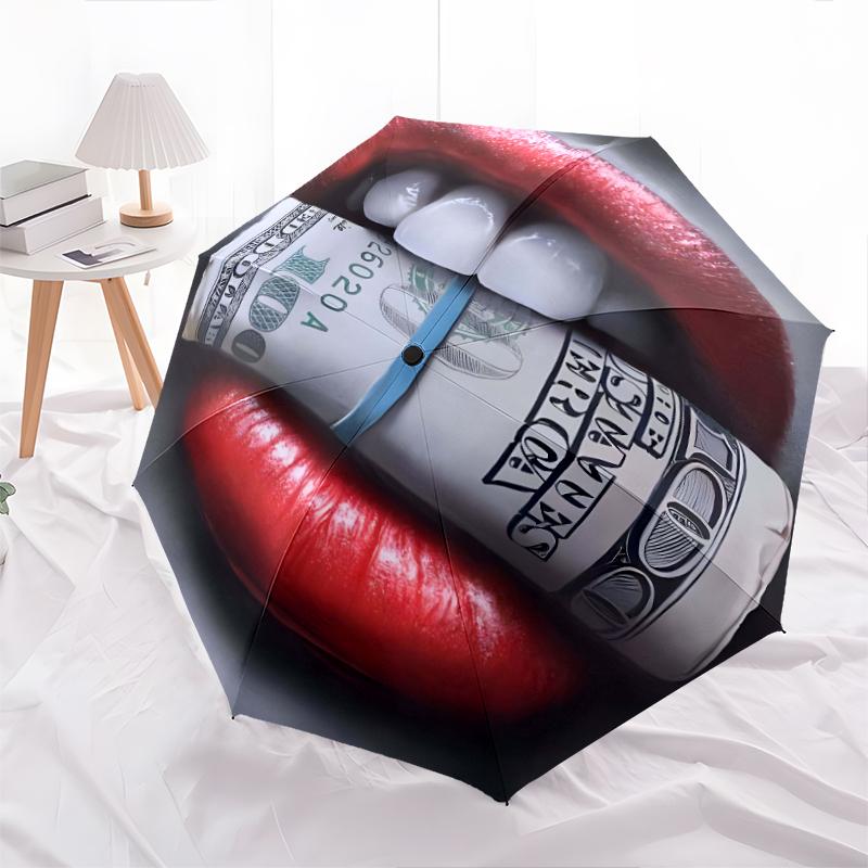 

1PC lip theme Umbrella Portable Folding Umbrella Iron Frame Hole Bone Structure Outdoor Home Umbrella A22 разноцветный