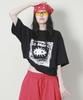 Deumakeu Oversized Square Print Short Sleeve T-Shirt Black