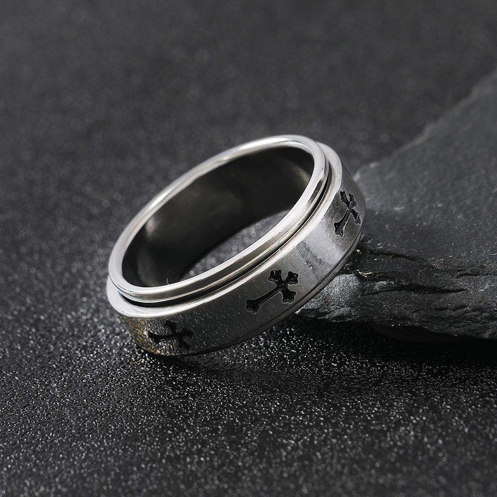 HNSP 316L Edelstahl Kreuzring für Männer 2025 Neuer drehbarer Ring Männliches Fingerzubehör