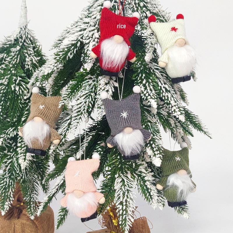 Crochet Faceless Doll Ornament with Double Pom Pom Hat - Cute Christmas Decoration Figurine