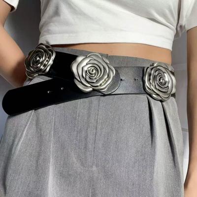 Retro Rose Pattern Jacquard Belt with Dress Versatile Decorative Belt Ethnic Style Waist Seal Accessories Waist Chain