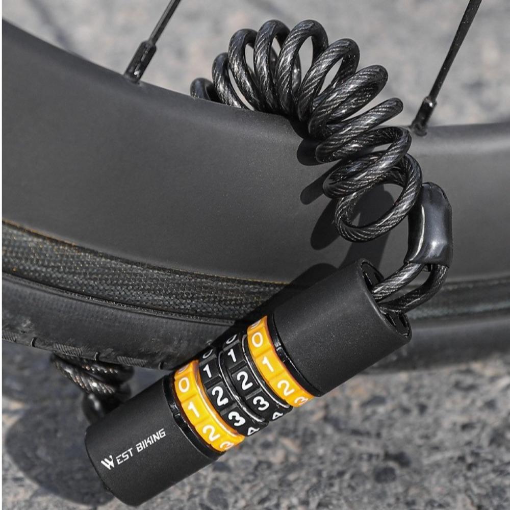 WEST BIKING Combination Cable Bike Lock Steel Cable Bike Chain Lock  for Mountain/Road Bikes