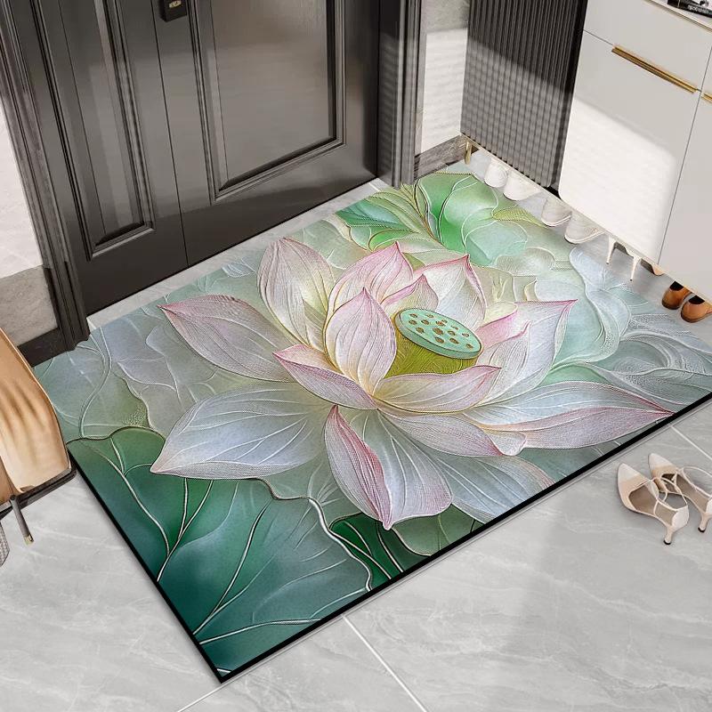 Door Lotus Silk Mat Household Door Door Dirt Mat Outdoor Dirt Resistant Dust Removal Can Be Tailored Carpet