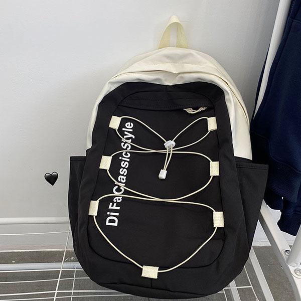 Men's and Women's Cool Schoolbag Street Style Simple Contrast Color Student's Backpack Casual Versatile Large Capacity Backpack