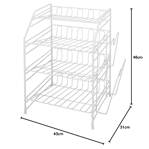 Tenma rust-resistant, durable frying pan rack for neat storage of various sizes. Diagonal design for easy access. Kitchen under-sink frying pan rack,