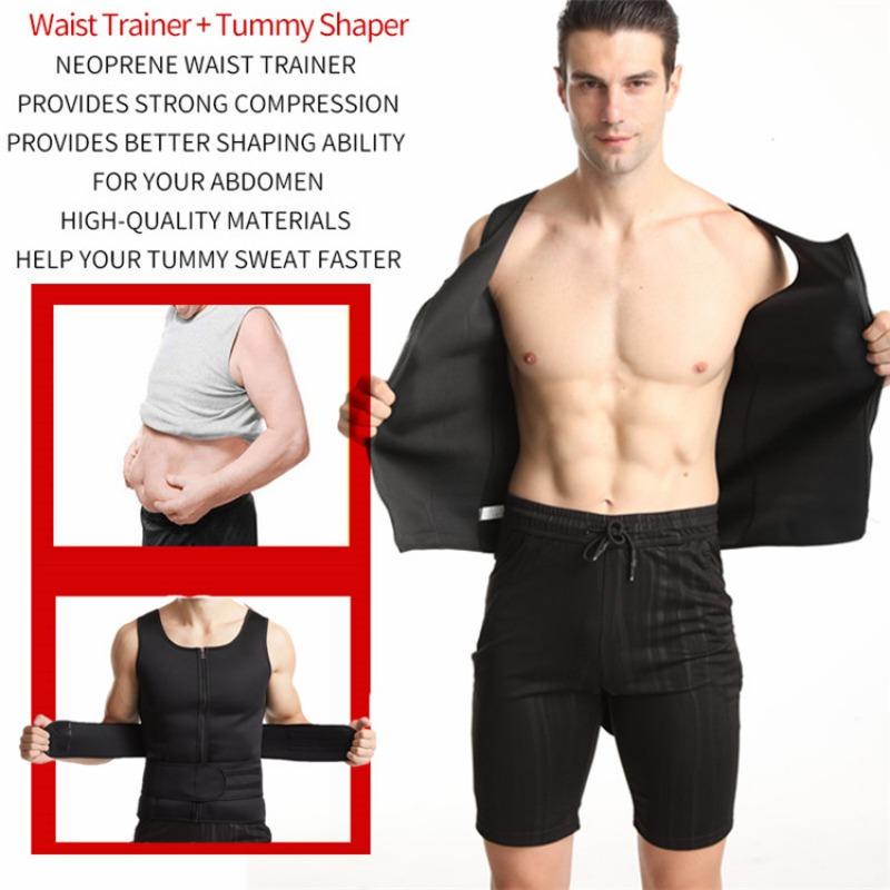 Mens Plus Size Waist Trainer Sweat Vest Neoprene Slimming Body Shaper Fitness Workout