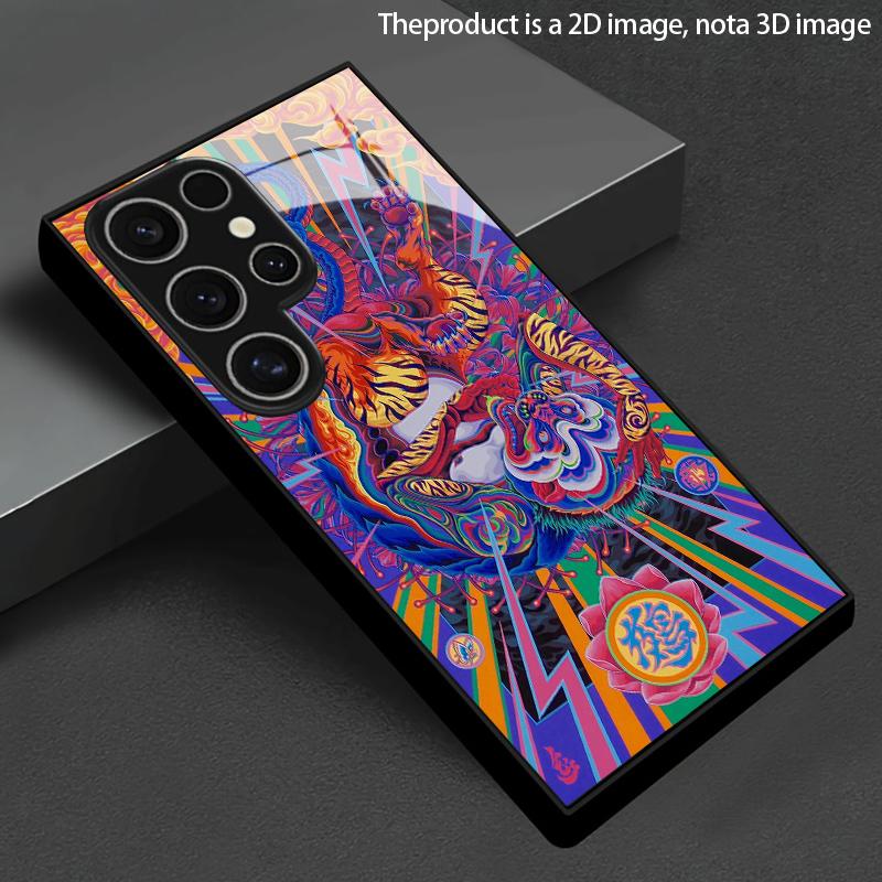 Dragon Tiger Vibrant Pattern 2D Phone Case for Samsung S26 S25 S24 S23 S22 S21 S20 A56 A36 A16 - Glass Protective Cover