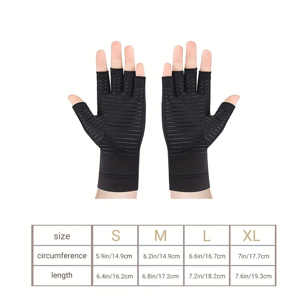Unisex Half Finger Gloves, Copper Compression Gloves, For Hands Joint Support, Cycling, Biking, Driving, Exercise, Training & Fitness