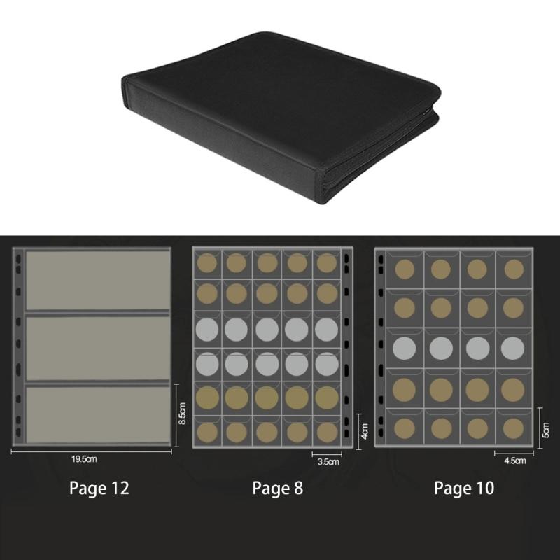 

Книга для хранения нумизматических коллекций большой емкости, включающая 240 маленьких и 200 больших прозрачных отделений, а также 36 секций для банкнот 30