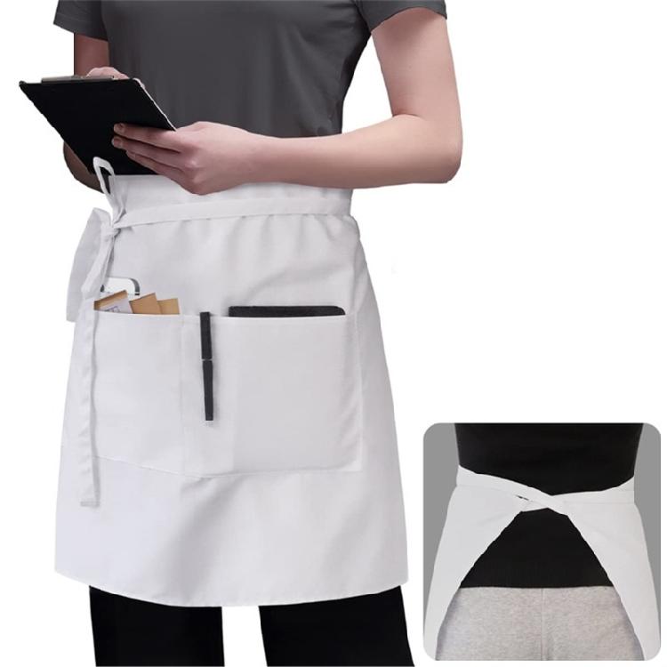 Waitress Aprons with 3Pocket Waist Aprons Commercial Waiter Half Apron with Extra Long Straps for Restaurant Server Work