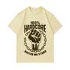 Men's 100% Cotton Crew Neck Short Sleeve T-Shirt, 100% Hardcore Fist United We Stand Print Casual Breathable Tee for Daily Street Wear