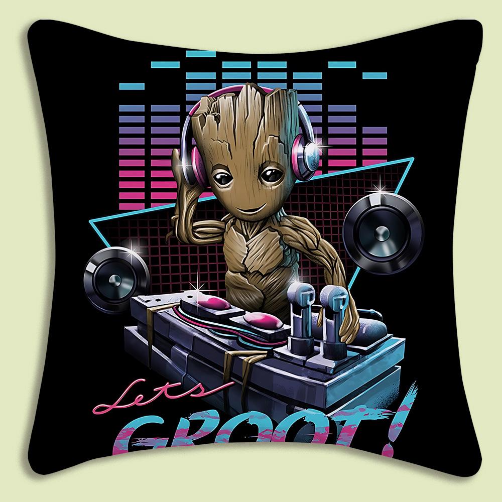 Pillow Covers Cartoon Cute Groots Sofa Decorative Home Double-Sided Printing Short Plush Cute Cushion Cover