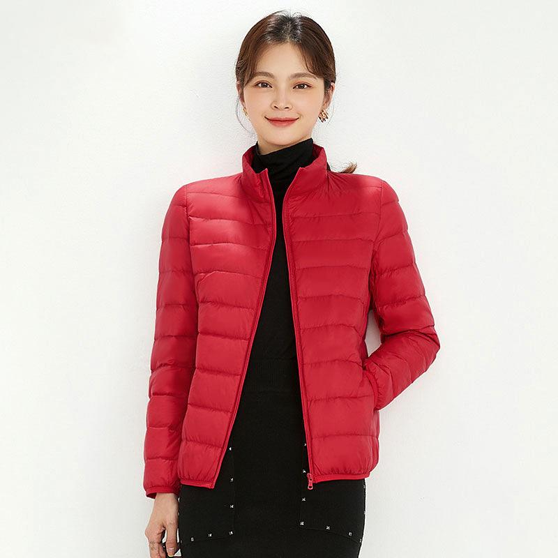 Damen Ultraleicht 90% Weiße Entendaunenjacken Damen Langarm Parkas Weicher Stoff Kurze Oberteile Mantel Windbreaker