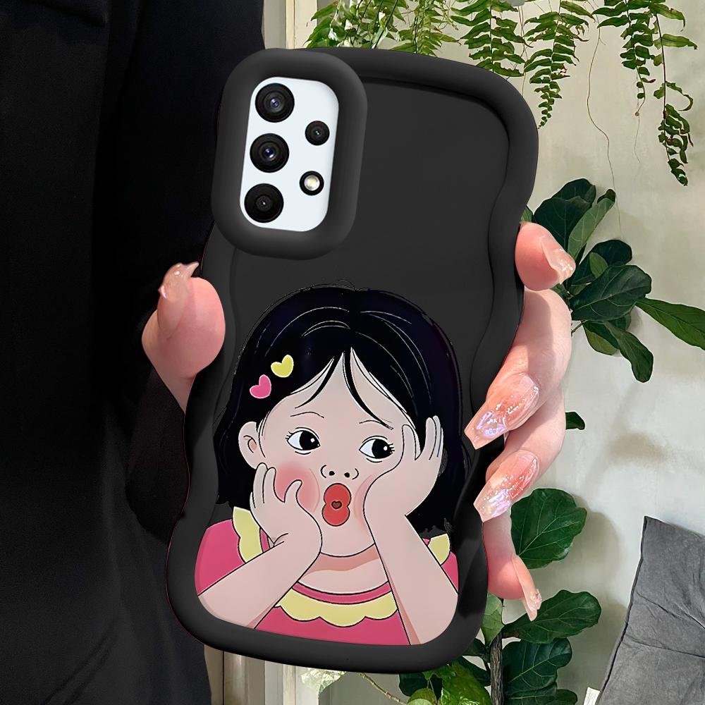 

Окрашенный узор Big Wave Edge Мягкий силиконовый материал Macaron чехол для телефона противоударный защитный резиновый чехол для Samsung Xiaomi Poco Redmi Samsung A16 чёрный