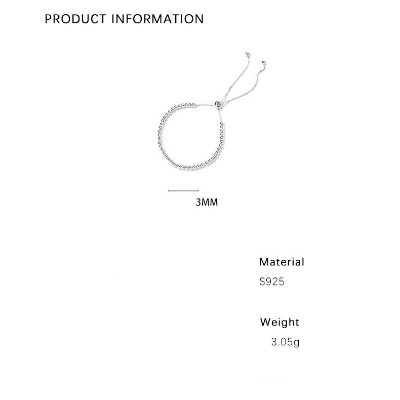 Unique Design Korean S925 Sterling Silver Bead Adjustable Bracelets Jewelry for Women Girls Gift Accessories YB-XY-762