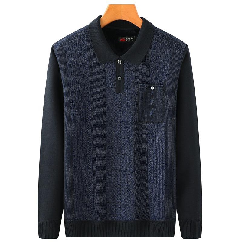 Men's Plus Velvet Sweater for Winter - Warm Knitwear for Middle-Aged and Elderly