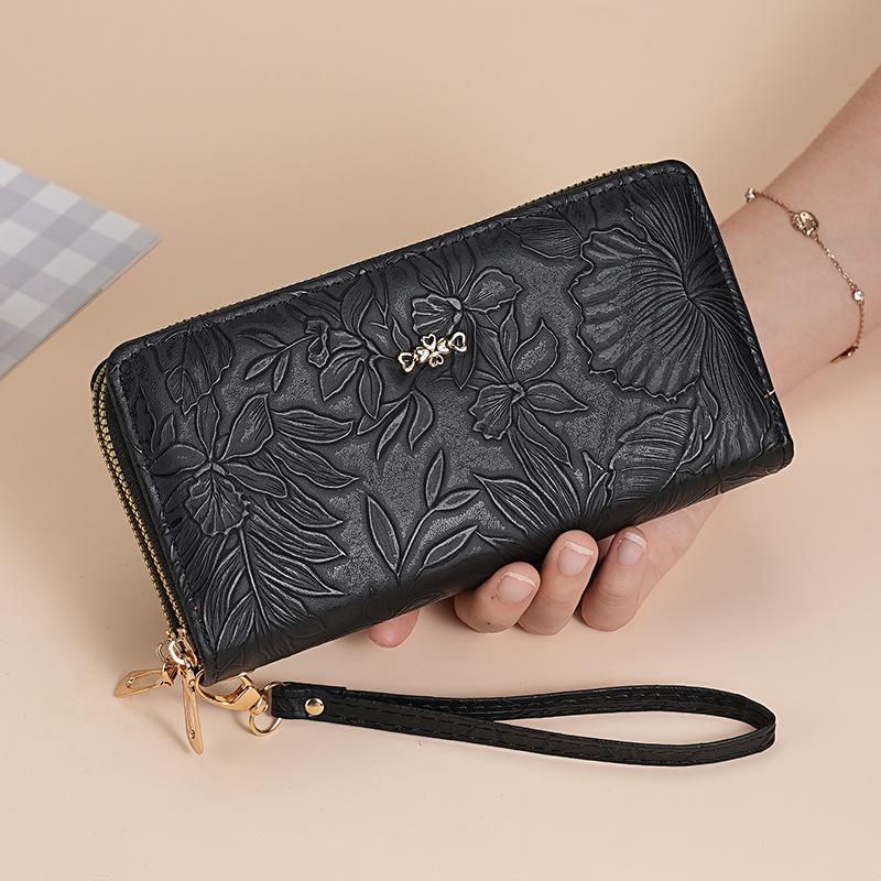 New Double Zipper Long Womens Wallet Large Capacity Multifunctional Clutch Bag Embossed Card Holder Purses Card Holder