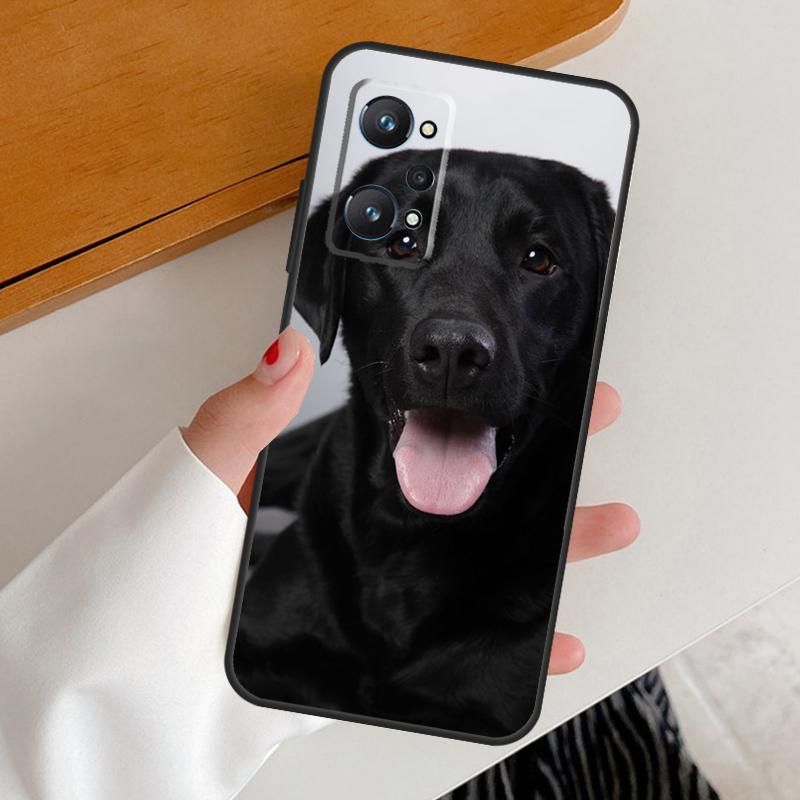 Black Labrador Dog For Realme 11 12 Pro Plus 10 9 GT5 GT Neo 6 C25s C21Y C30 C31 C33 C35 C51 C53 C55 C67 Case