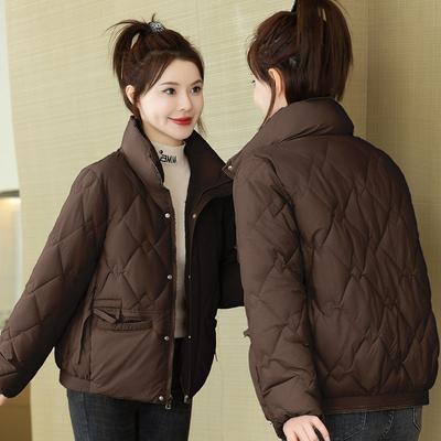 2025 Winter New Stand-up Collar Short Down Cotton Korean Version Loose Plus Size Cotton Jacket Women's Cotton Jacket Warm Padded Jacket