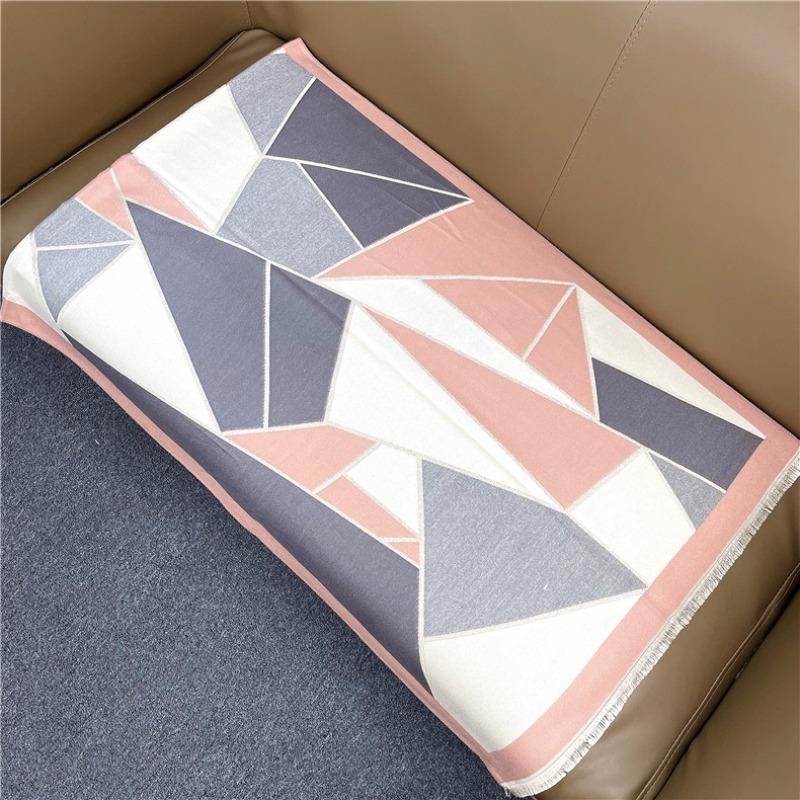 Autumn and Winter Thickened Geometric Color Matching Dual-purpose Shawl Student Scarf Imitation Cashmere Women's Dual-purpose Thermal Scarf
