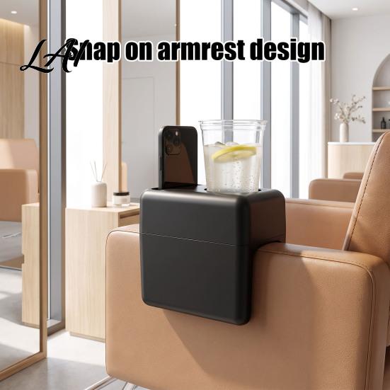 Hair Salon Storage Tray Chair Armrest Tray Organizer with Phone/Cup Holder Plastic Customer Phone Holder for Beauty Side Table Personal Items